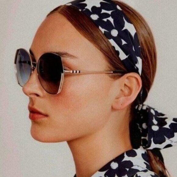 Carolina Herrera Sunglasses  SHE162 Oversized Geometric Gold Burgundy Metallic - Picture 12 of 13